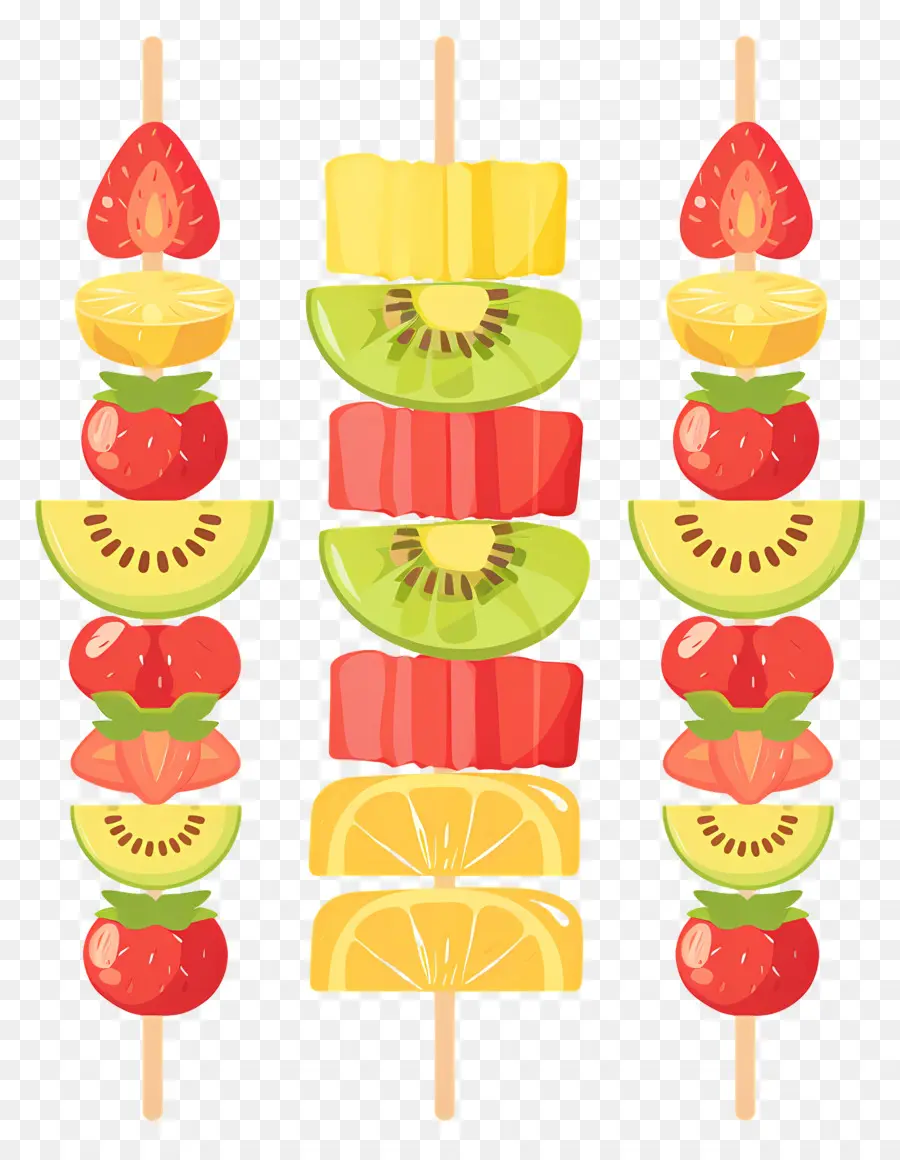 Espetos De Frutas，Frutas Coloridas PNG
