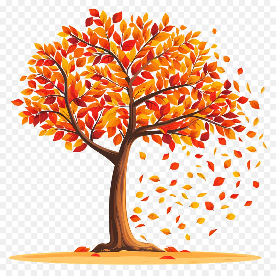 Autumn Tree，Folhas Caindo PNG