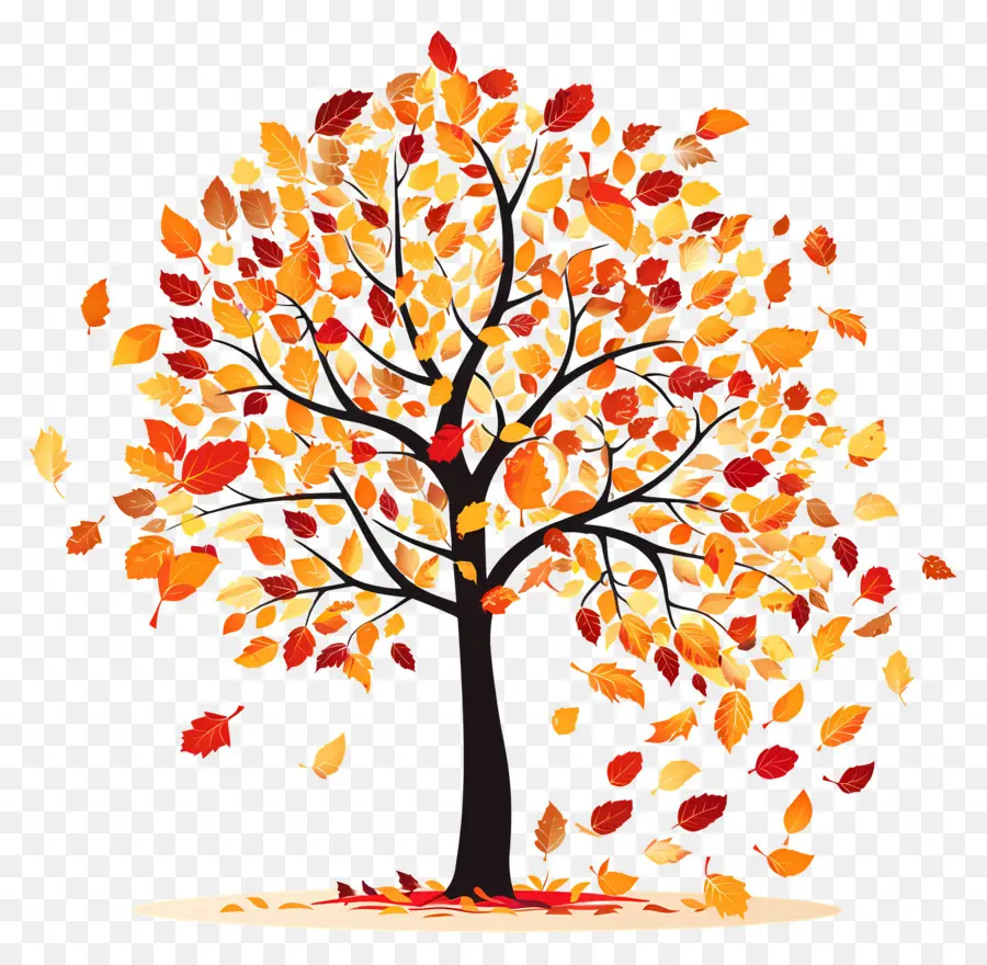 Autumn Tree，Folhas Caindo PNG