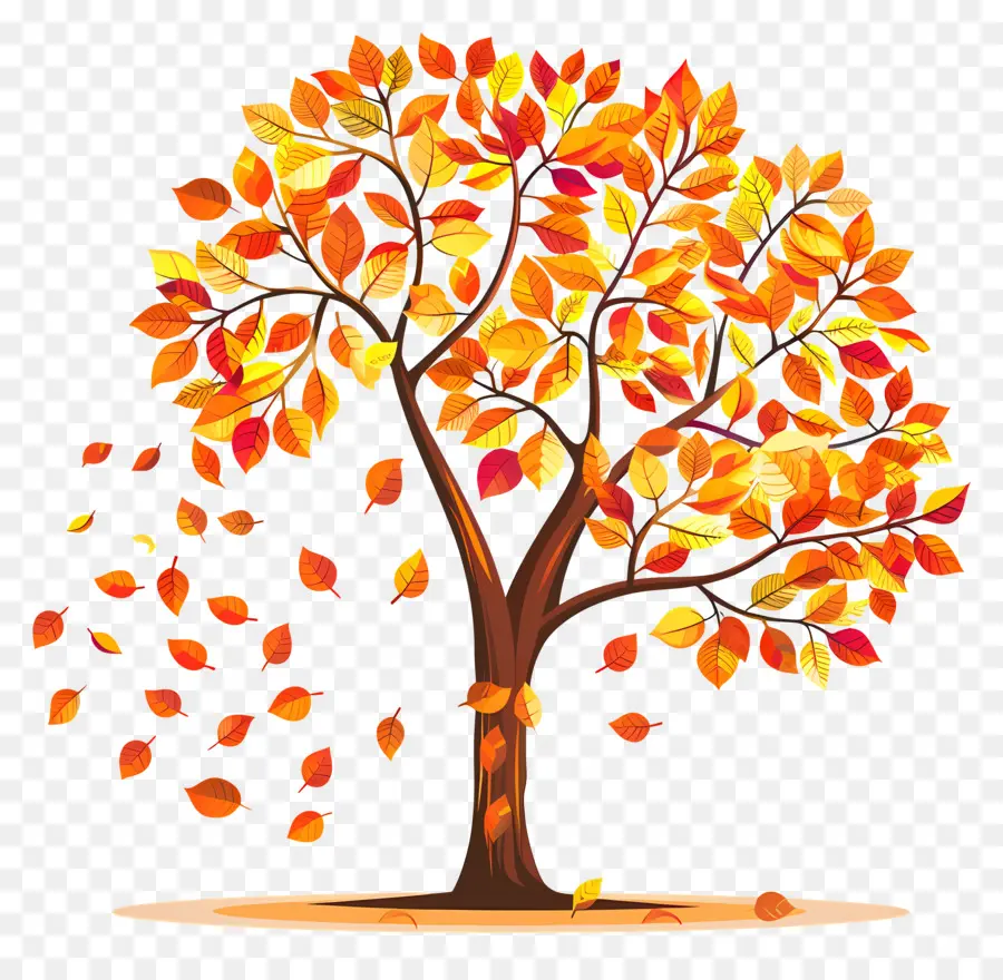 Autumn Tree，Folhas Caindo PNG