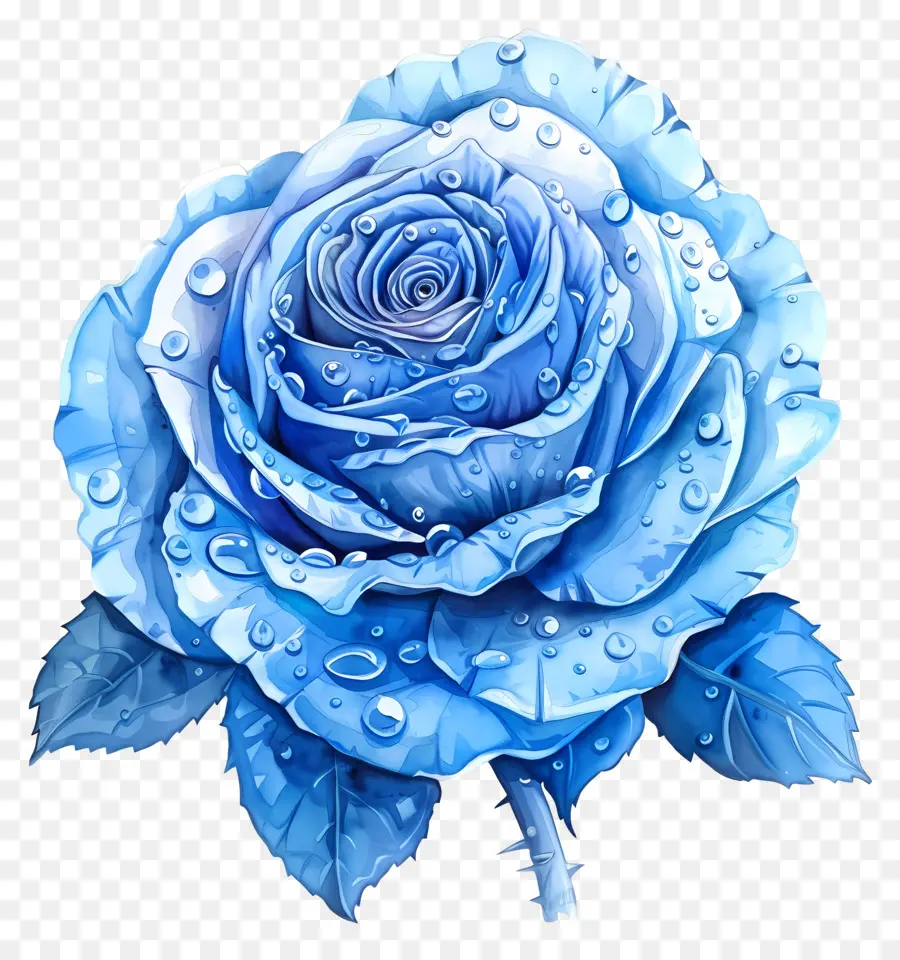 Rosa Azul，As Gotas De água PNG