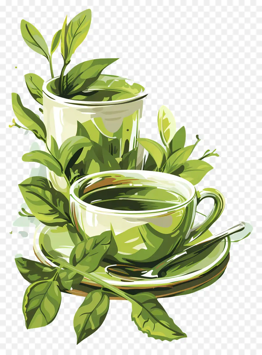 O Chá Verde，Pintura PNG