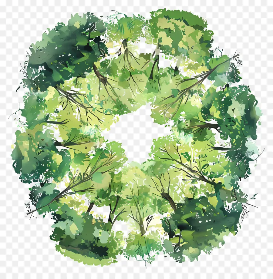 Dossel Da Floresta，Green Circle PNG