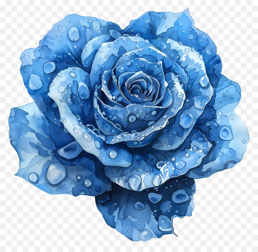 Rosa Azul，As Gotas De água PNG