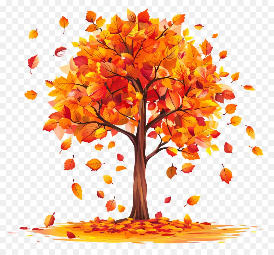 Autumn Tree，Folhas Caindo PNG