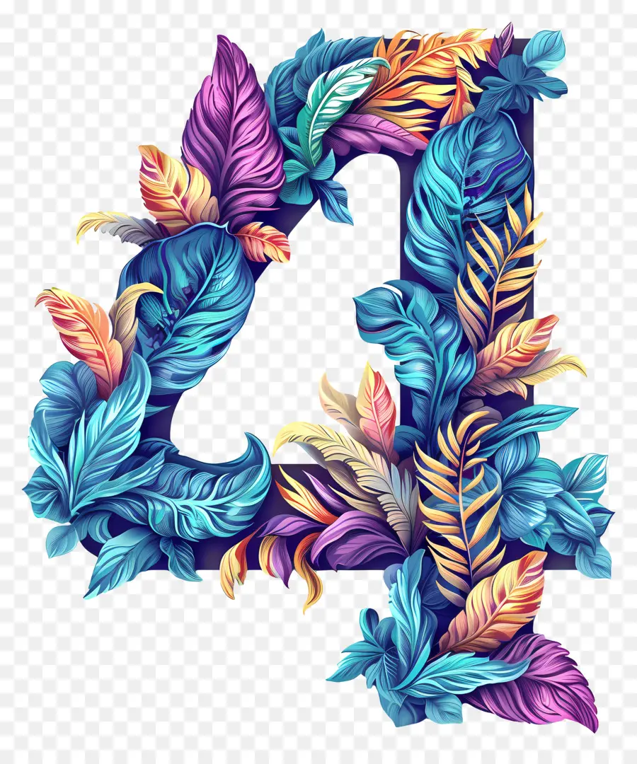 Número 4，Design Floral PNG