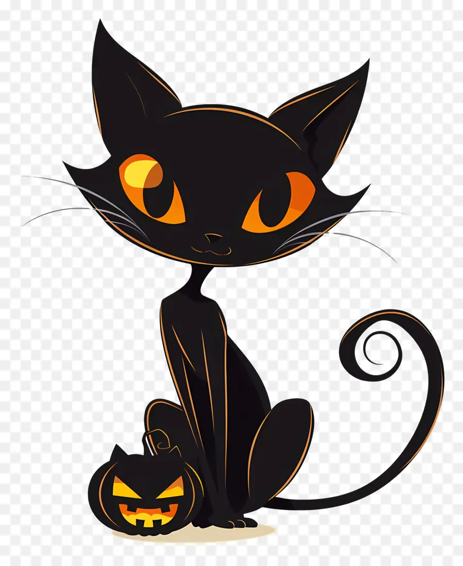 Halloween Gato，Dos Desenhos Animados Do Gato Preto PNG
