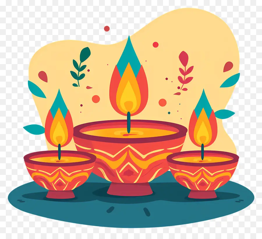 Deepavali，Velas De Flores De Lótus PNG