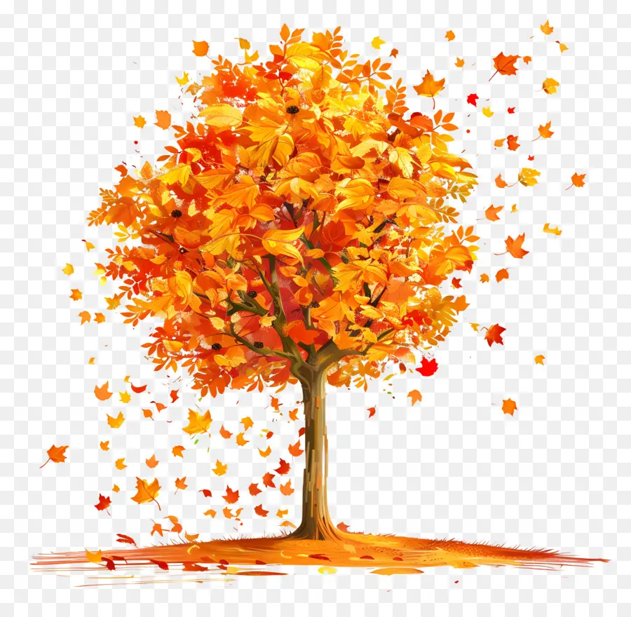 Autumn Tree，Folhas Caindo PNG