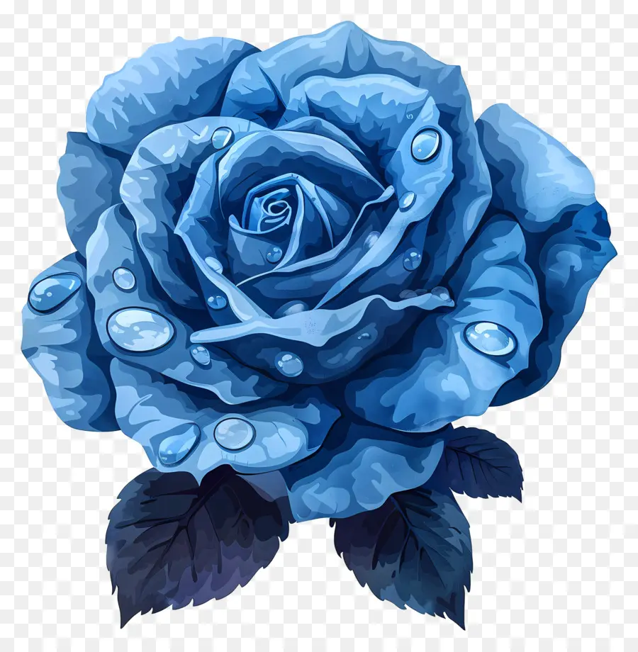 Rosa Azul，As Gotas De água PNG