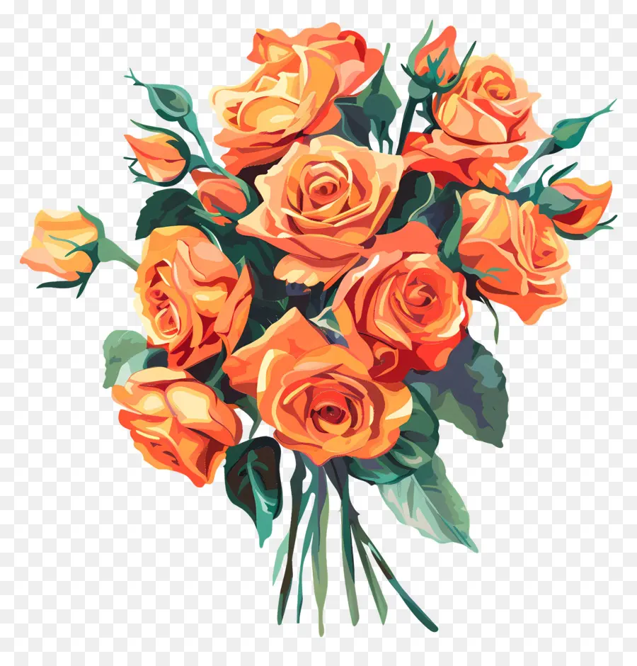Rose Bouquet，Laranja As Rosas PNG
