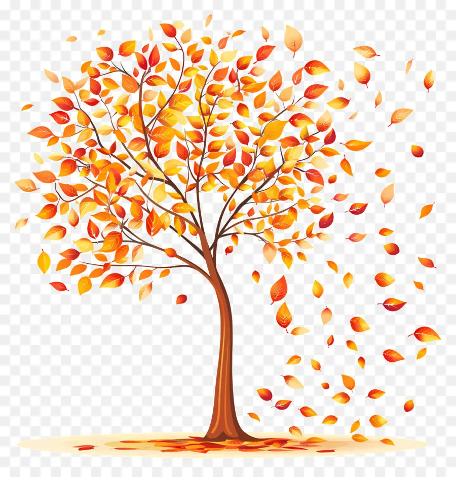 Autumn Tree，Folhas Caindo PNG