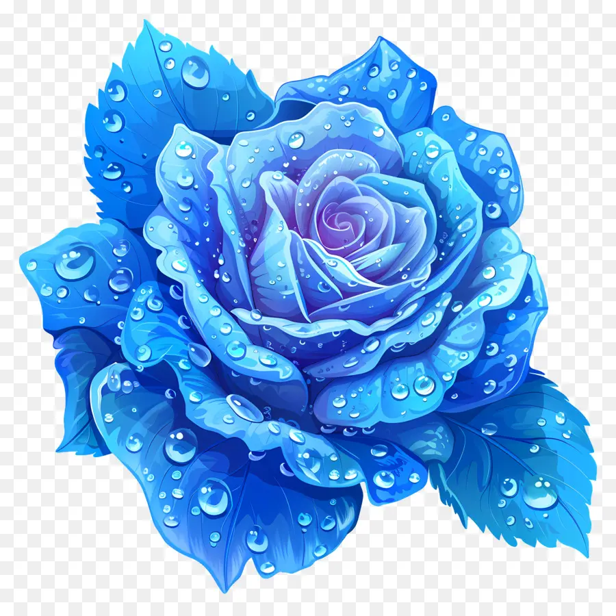 Rosa Azul，As Gotas De água PNG