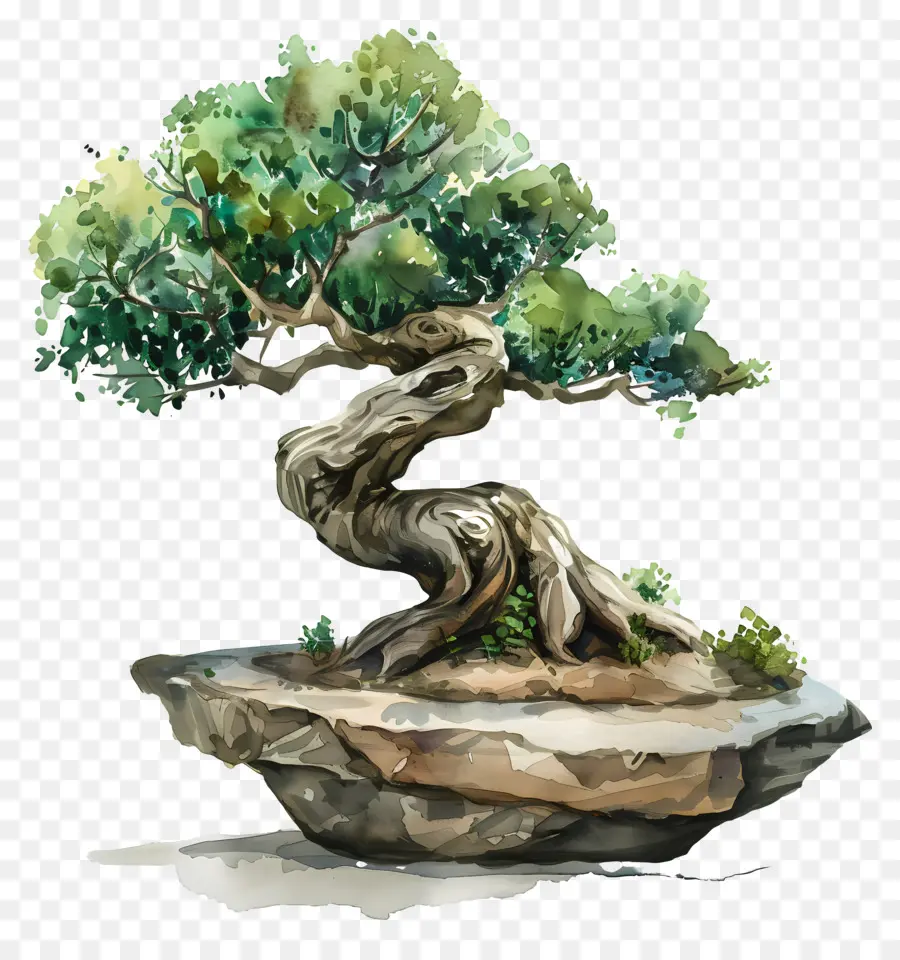 Uma árvore Bonsai，Rock PNG