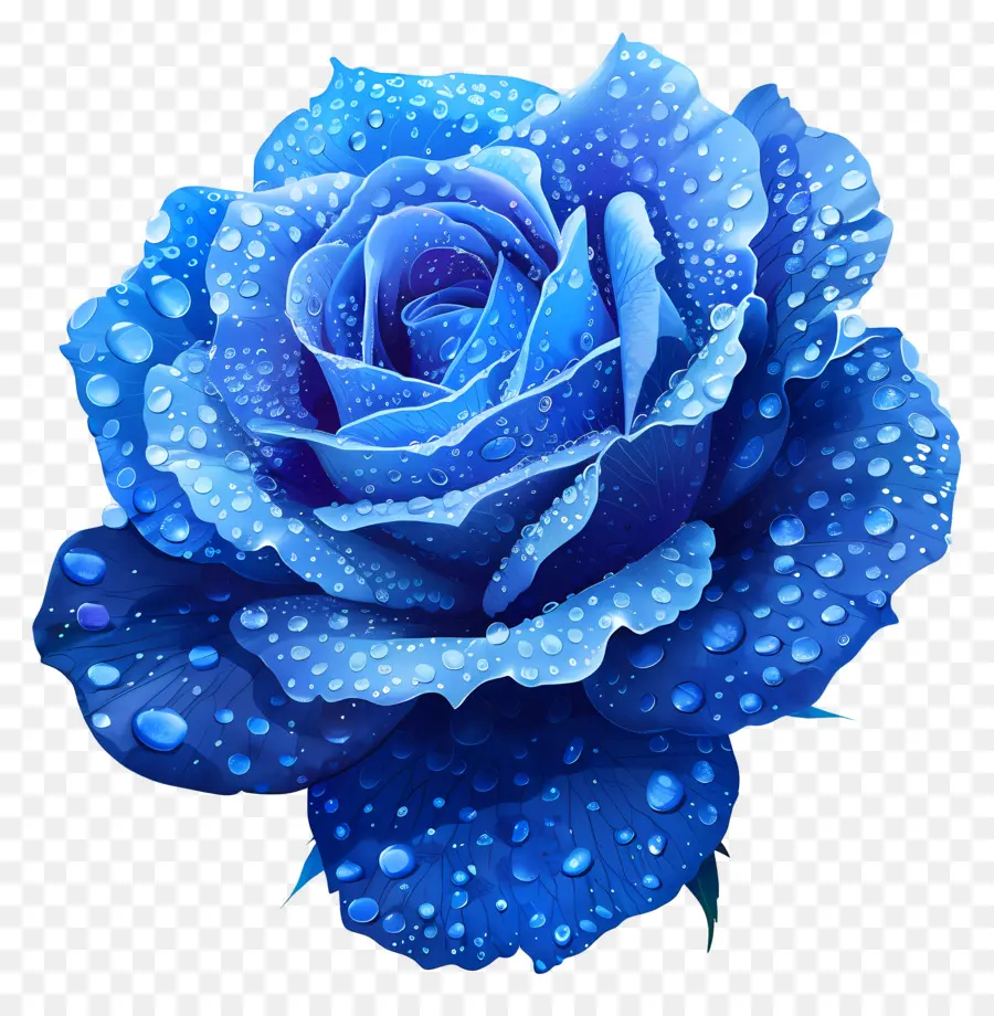 Rosa Azul，As Gotas De água PNG