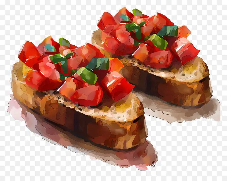 Bruschetta，Pintura Em Aquarela PNG