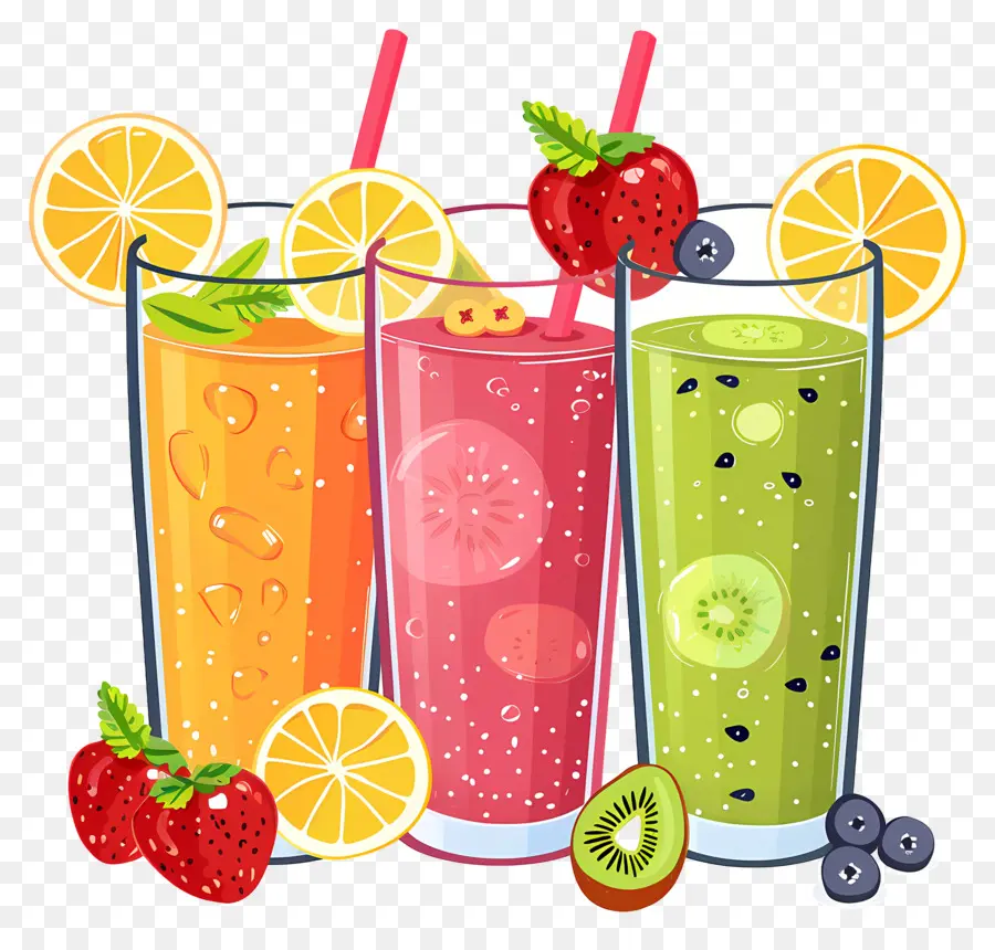 Smoothies，Bebidas Coloridas PNG