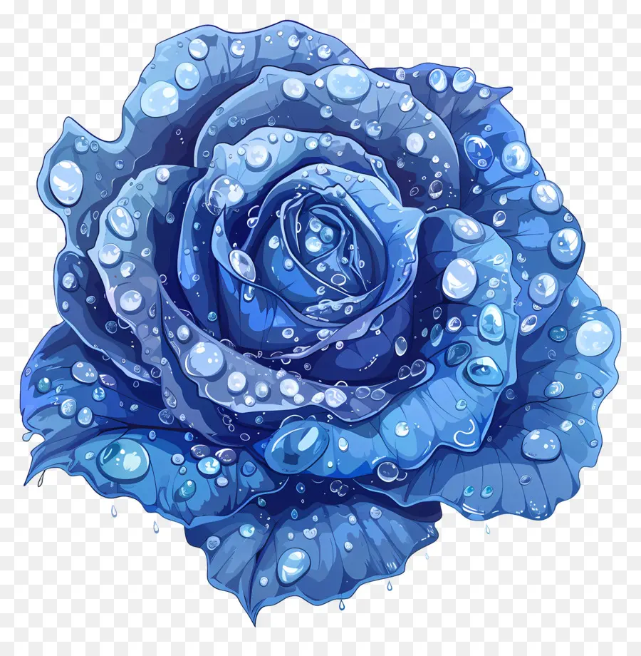 Rosa Azul，As Gotas De água PNG