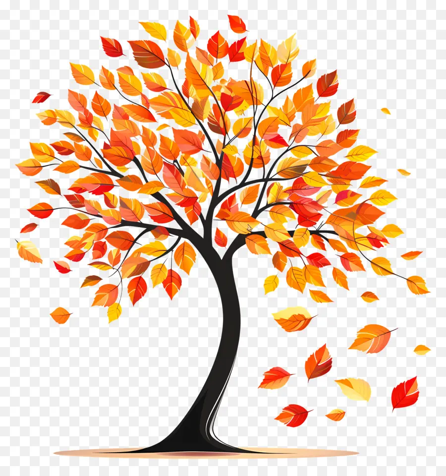 Autumn Tree，Folhas Caindo PNG