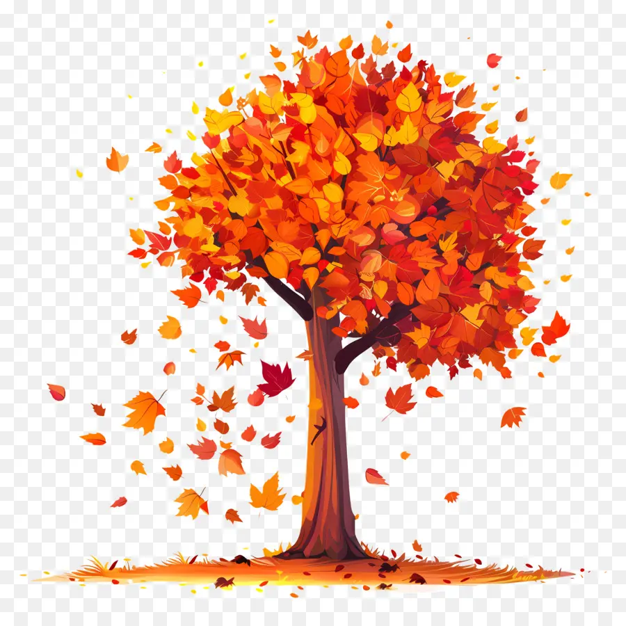 Autumn Tree，Folhas Caindo PNG