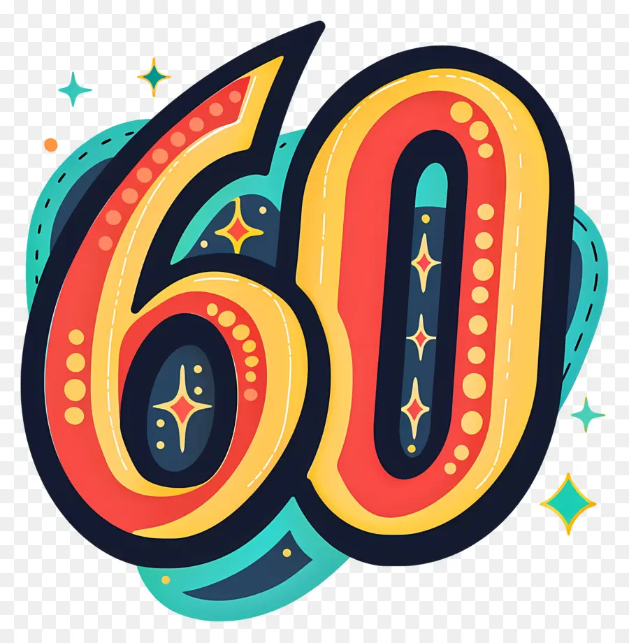 Número 60，Bolo De Aniversário De 60 Anos PNG