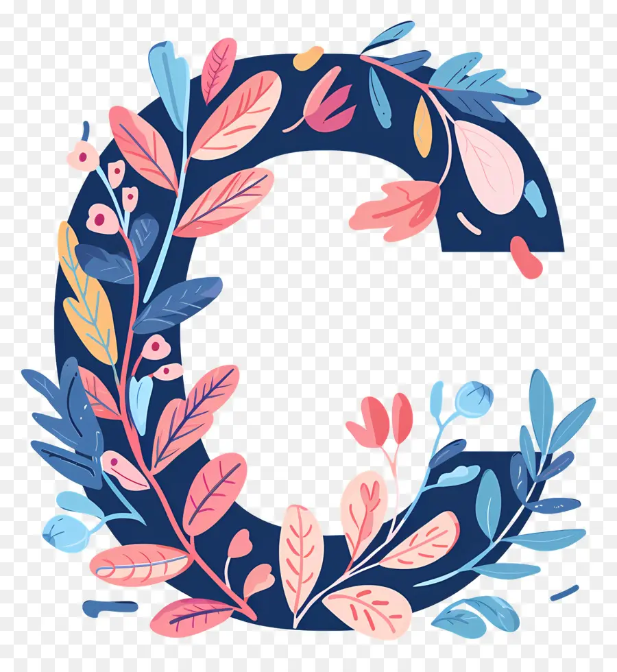 Carta C，Design Floral PNG