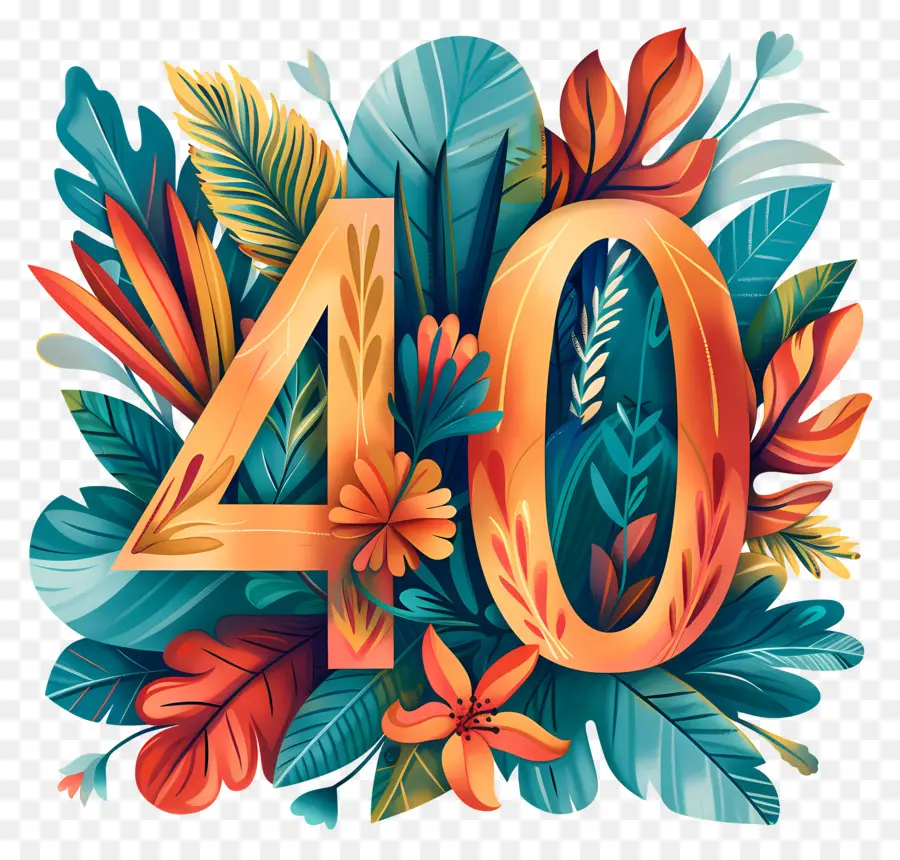 Número 40，Design Floral PNG