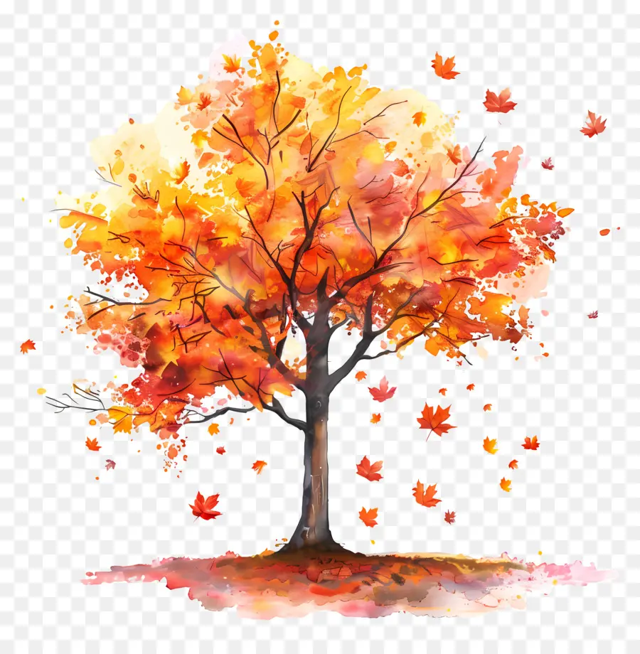 Autumn Tree，Folhas Caindo PNG