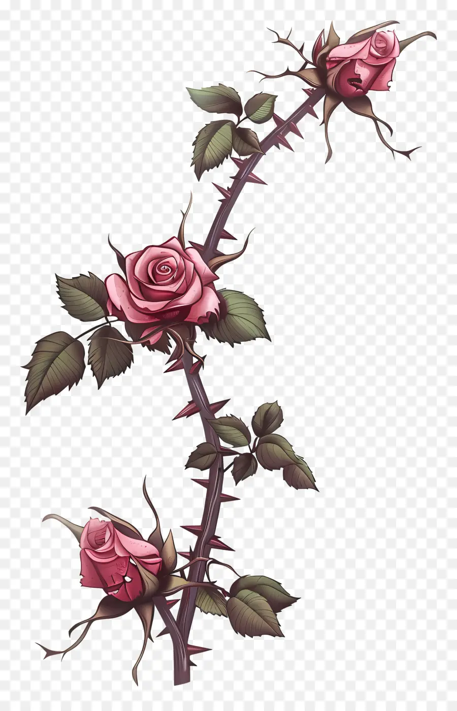 Espinhos Da Roseira，Rosas Cor De Rosa PNG