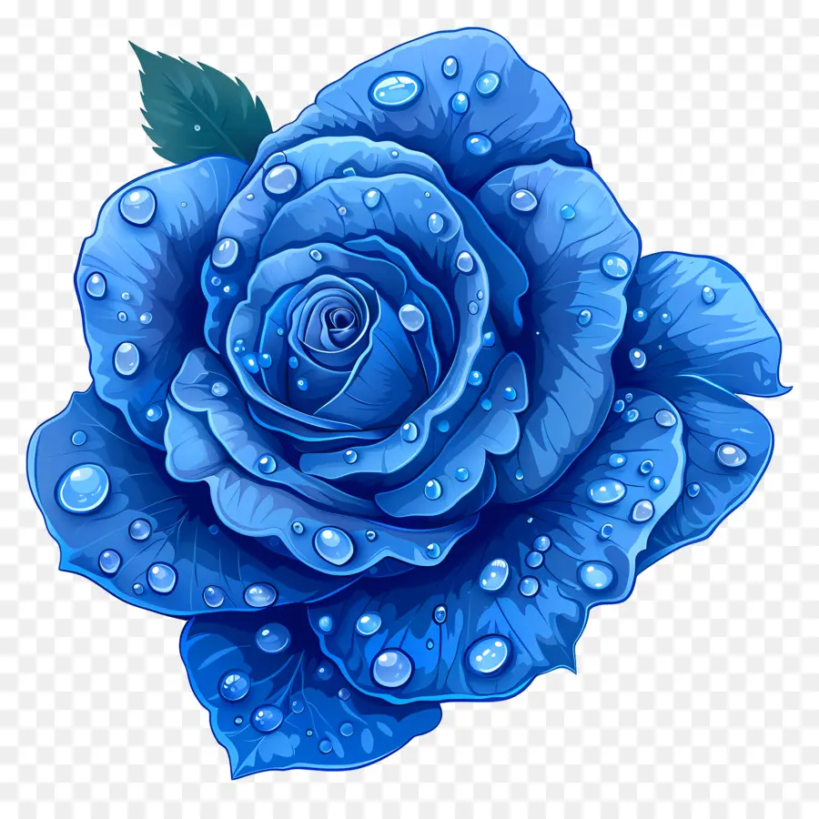 Rosa Azul，As Gotas De água PNG