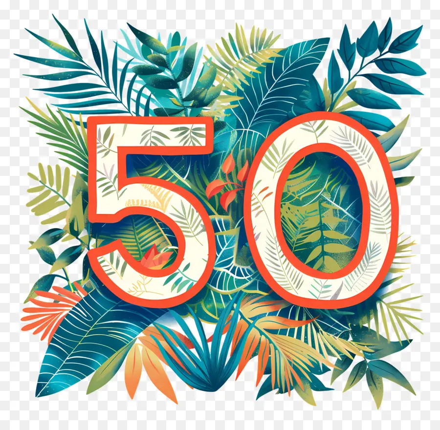 O Número 50，Verde PNG