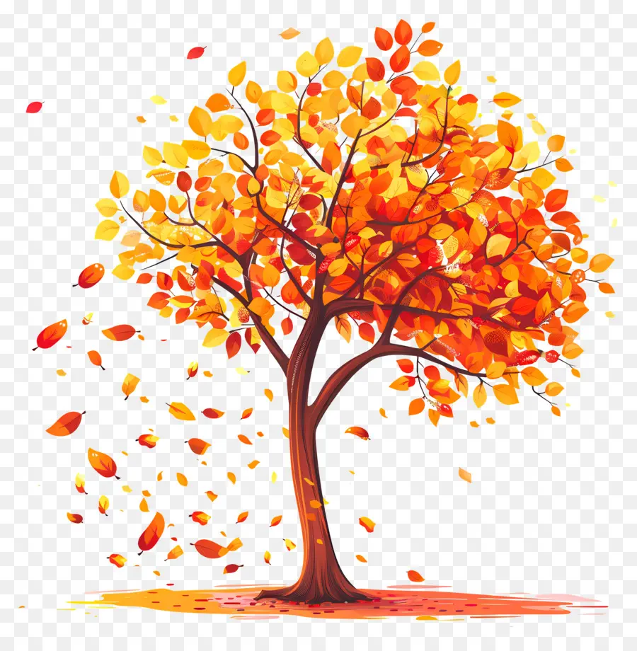 Autumn Tree，Folhas Caindo PNG