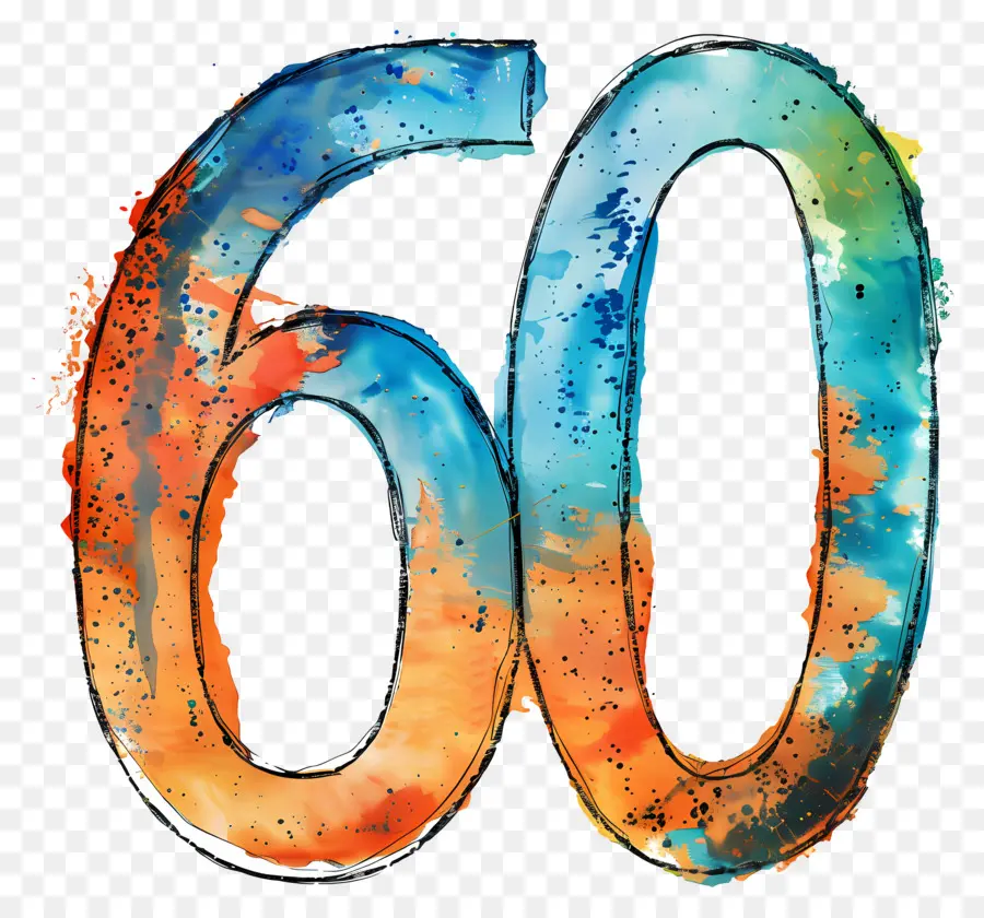 Número 60，Pintura Em Aquarela PNG