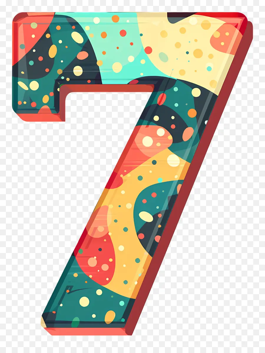 Número 7，Numeral Colorido Sete PNG
