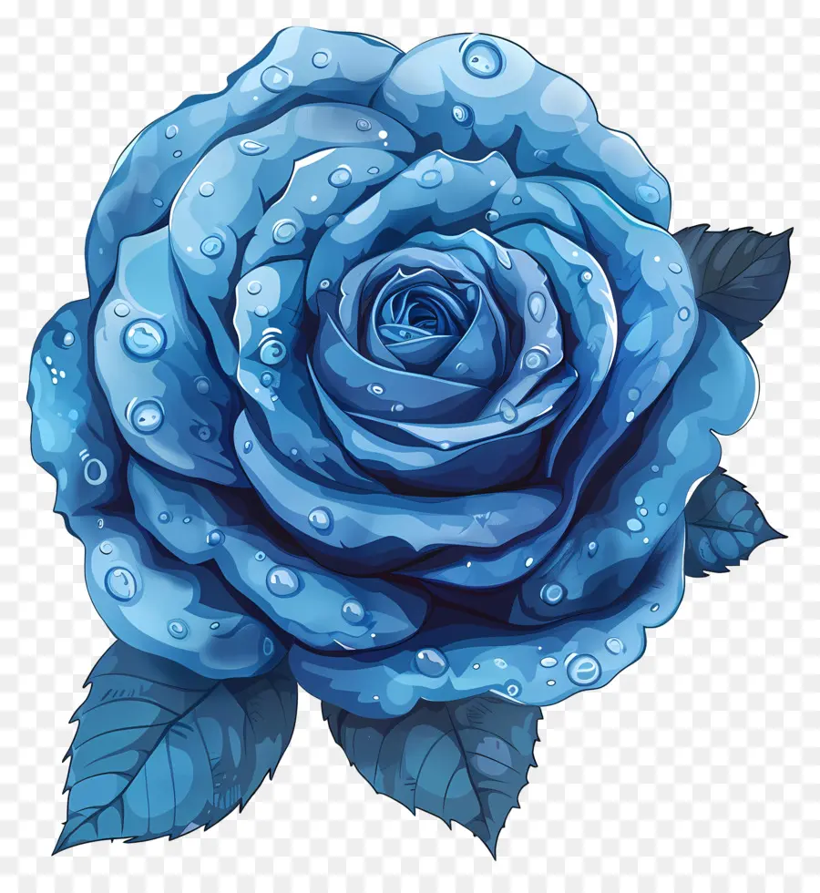 Rosa Azul，As Gotas De água PNG