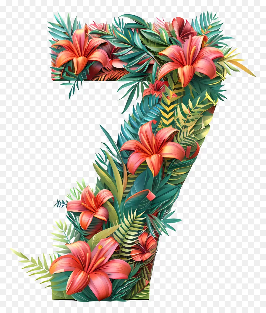 Número 7，Design Floral PNG