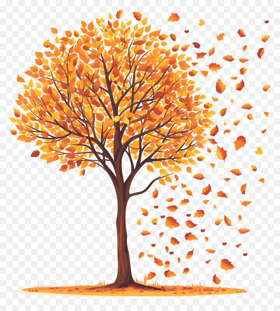 Autumn Tree，Folhas Caindo PNG