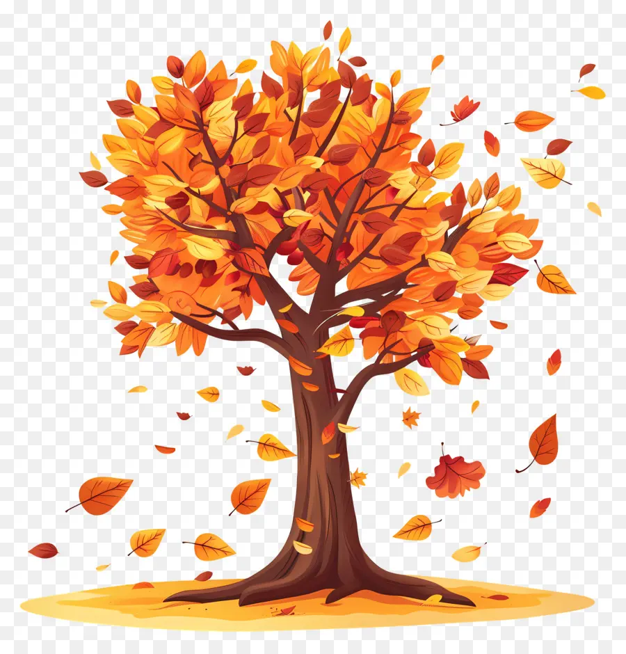 Autumn Tree，Folhas Caindo PNG