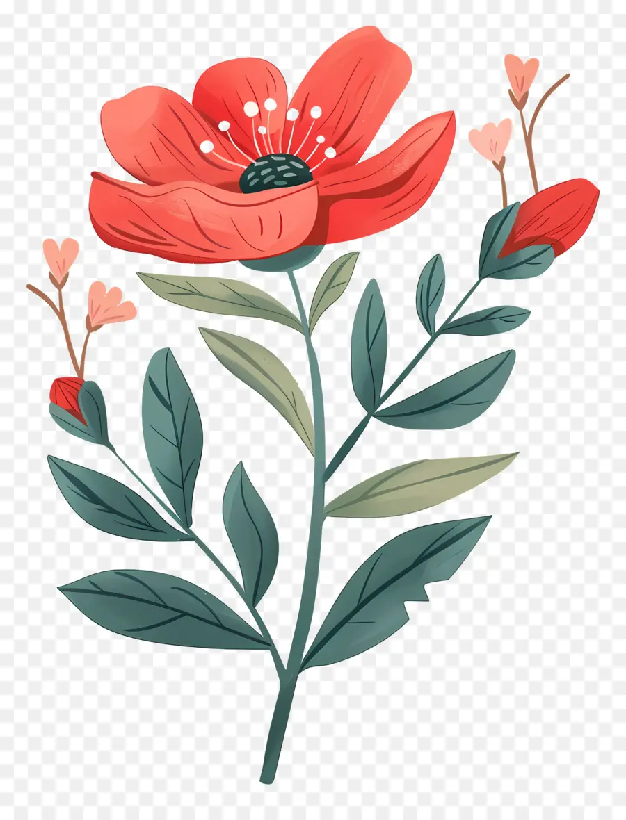 Vintage Flor，Flor Vermelha PNG