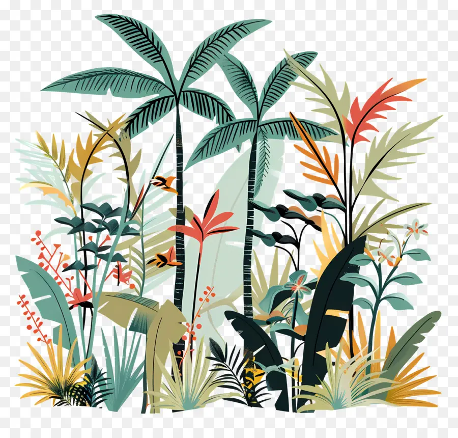 Floresta Tropical，Plantas Coloridas PNG