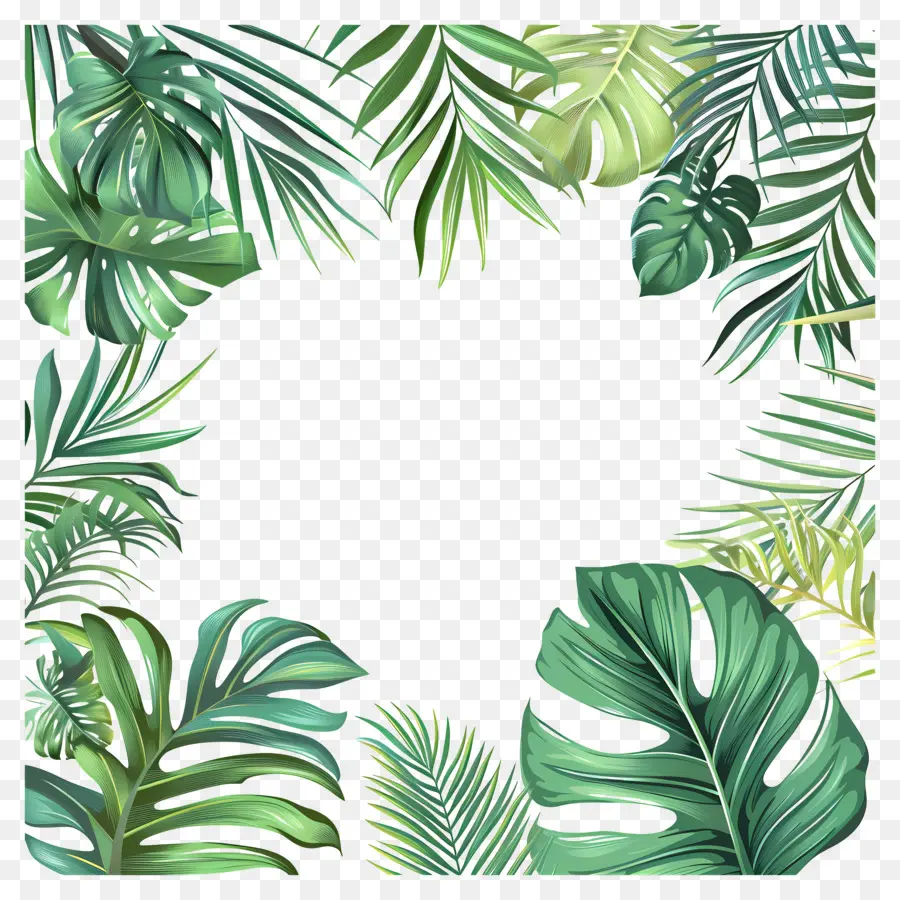 Borda De Folhas Tropicais，Floral Fronteira PNG