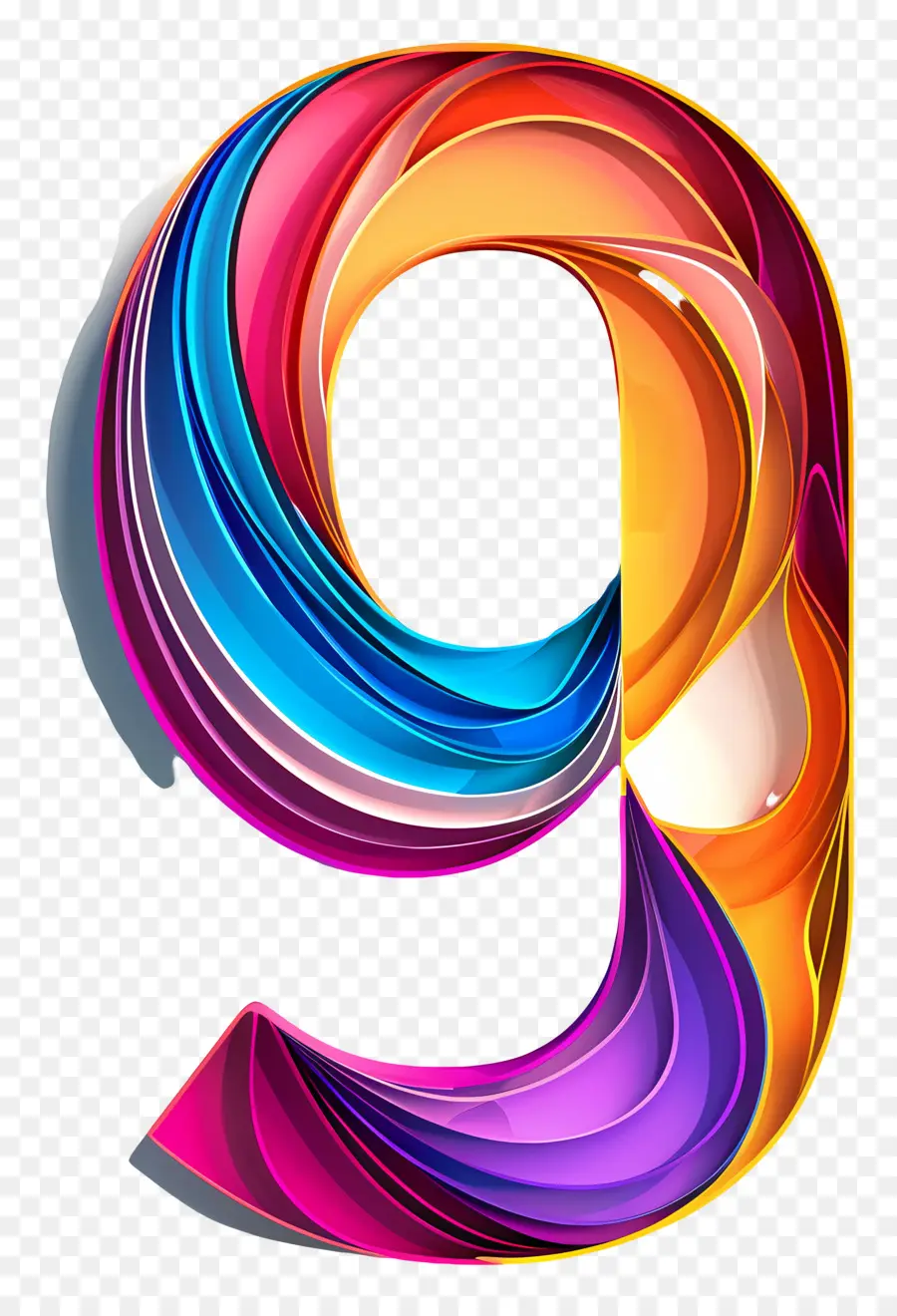 Número 9，Colorido PNG