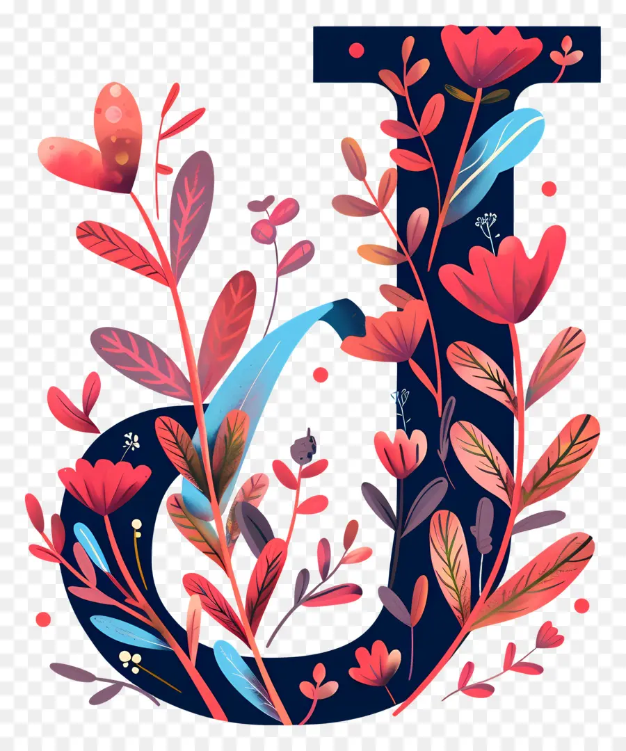 Letra J，Floral Monograma PNG