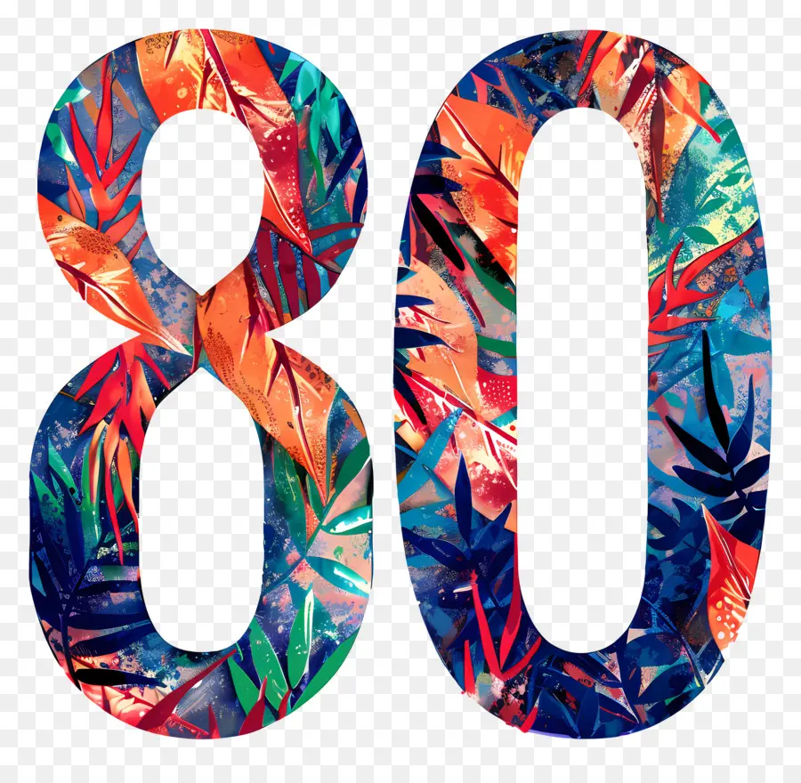 Número 80，Aquarela PNG