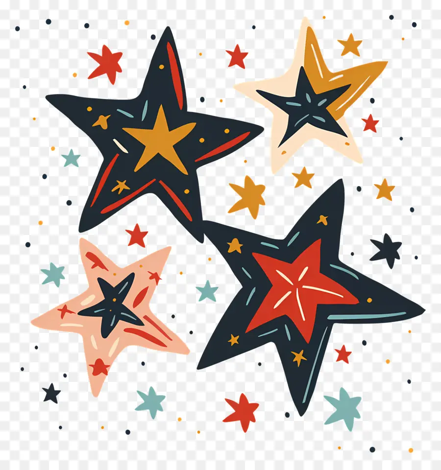 Estrelas De Natal，Estrelas Coloridas PNG