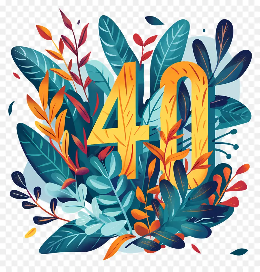 Número 40，Bolo De Aniversário De 40 Anos PNG