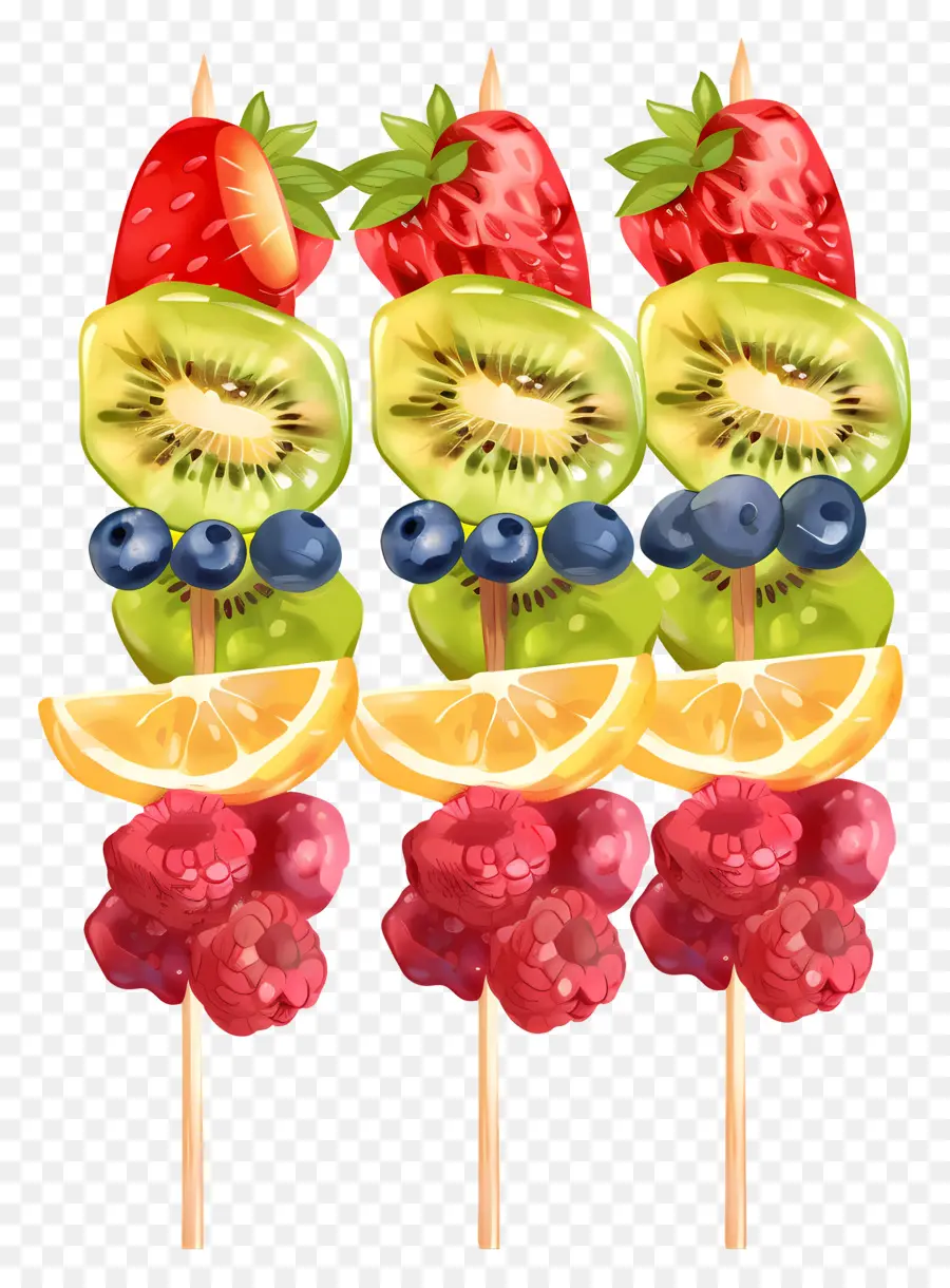 Espetos De Frutas，Melancia PNG