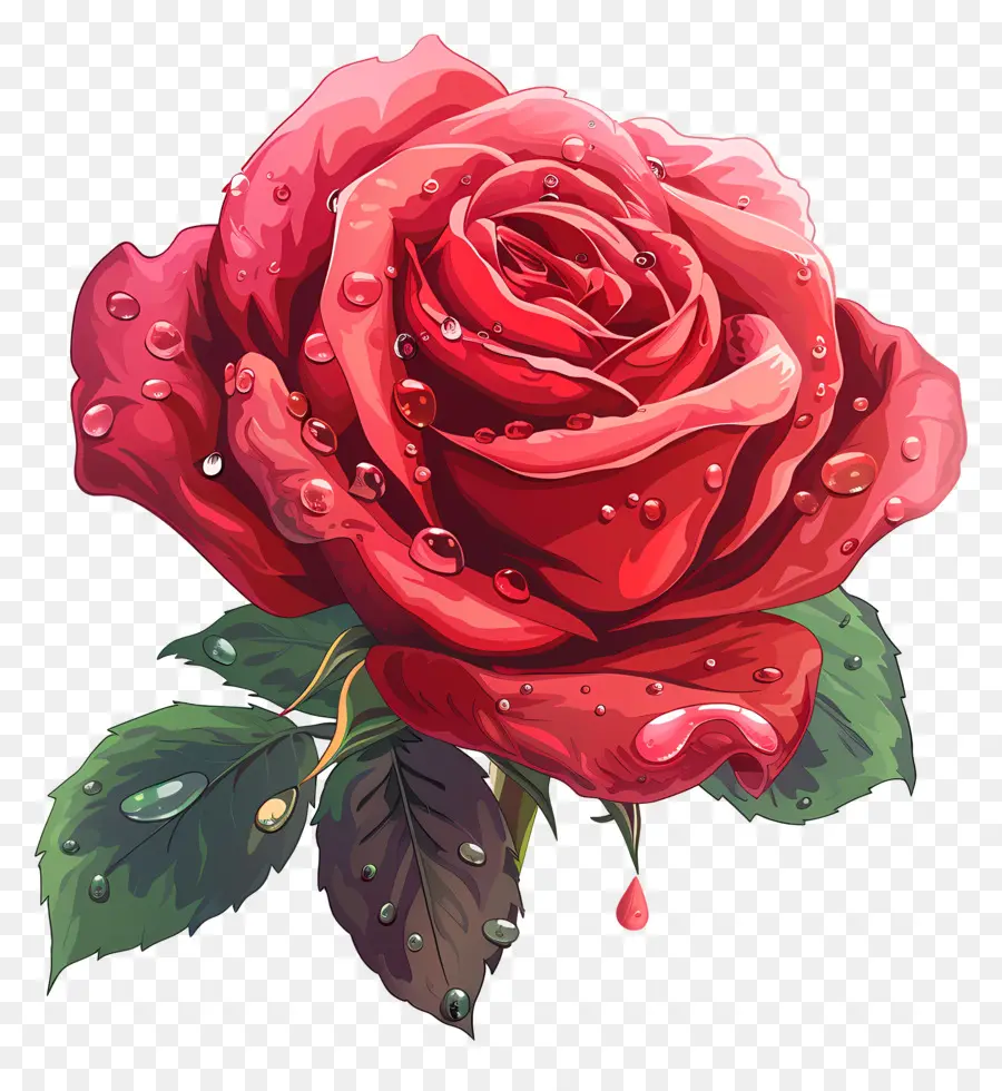 Rosa Com Gotas De Orvalho，Rosa Vermelha PNG