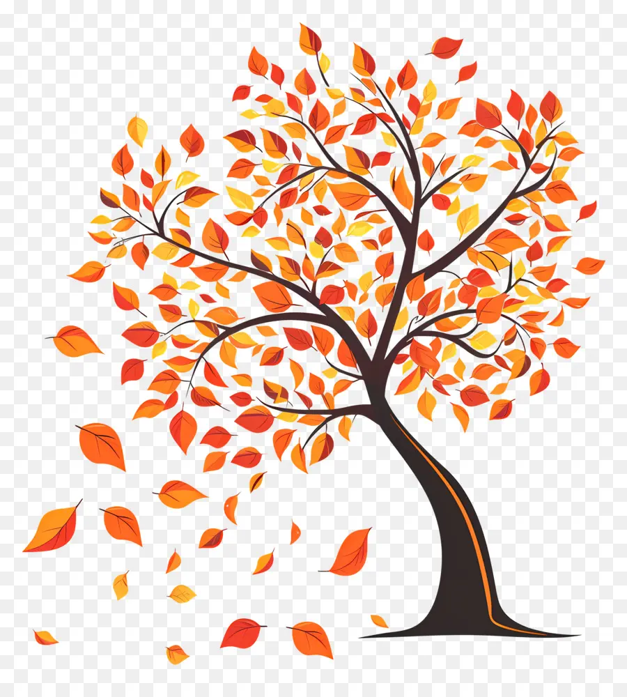 Autumn Tree，Folhas Caindo PNG