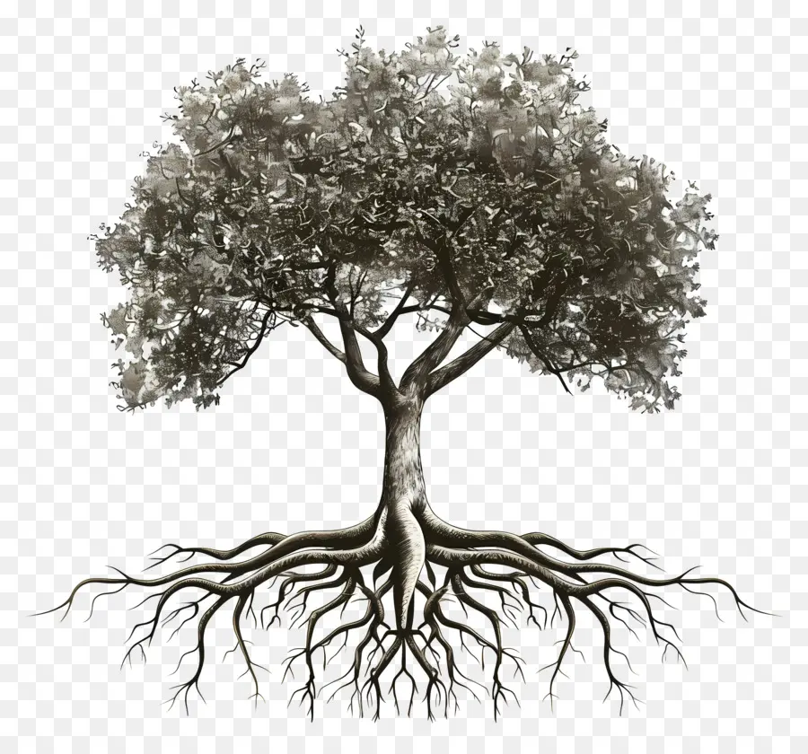 árvore Com Raízes，Simbolismo Em árvore PNG